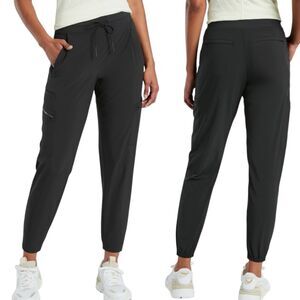 ATHLETA Go Far Travel Venture Pant 12P Black Stretch Lightweight Drawstring EUC